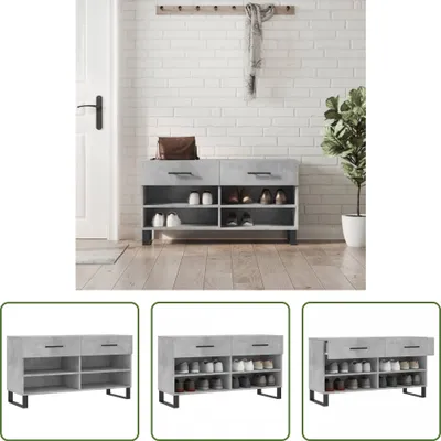 Produktbild von The Living Store Schuhbank Betongrau 102x35x55 cm Holzwerkstoff
