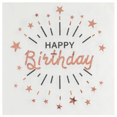 Produktbild von 10 Servietten Geburtstag Happy Birthday rosegold
