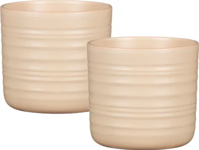 Produktbild von Scheurich Cottage, Blumentopf 2er Set aus Keramik,  Farbe: Dry Reed, 16,6 cm Durchmesser, 15,3 cm hoch, 2,6 l Vol.