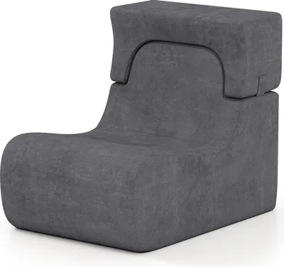 Produktbild von COSTWAY Bodenstuhl mit Abnehmbarer Kopfstütze, Bodensessel mit Eisveloursbezug & Boden, Bodensofa für Wohnzimmer, Schlafzimmer, Homeoffice, Grau