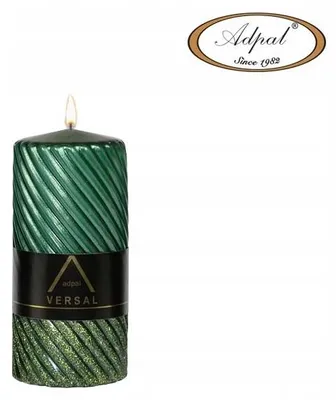 Obrázok produktu pre Adpal Sviečka Spiralná Okrúhla Metalická Zelená 150/70