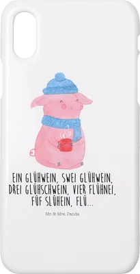 Produktbild von Mr. & Mrs. Panda Iphone 10 Handyhülle Schweinchen Glühwein - Weiß - Geschenk, Weihnachtsmarkt, X, Weihnachten, Betrunken, Handy Case, Cover, Spruch