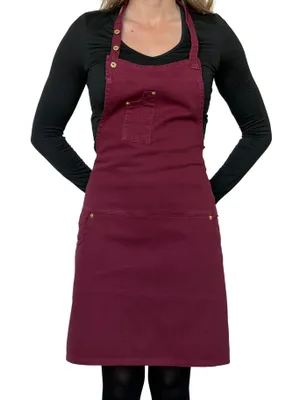 Zdjęcie produktu dla Dutchdeluxes – Denim – Grill – BBQ – Fartuch – Kuchnia – Indigo Jeans – 5 kieszeni – Bakłażan