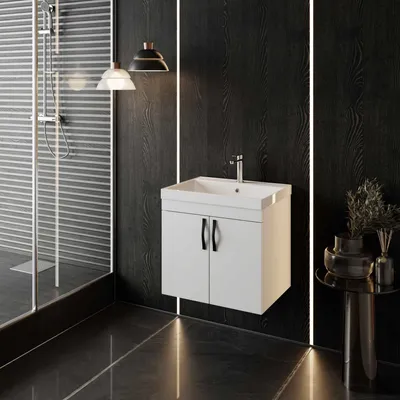 Obrázok produktu pre Skye Decor, kvalitná skrinka do kúpeľne s umývadlom, biela, 60 cm | 100% melamín