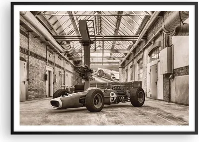 Produktbild von Gerahmtes Poster - Schwarzer Rahmen - Formel 1 Rennen Retro - 100x70 cm - Wand Bild - Wanddeko - Wandbilder - Kunstposter - Wandposter - Bilderrahmen - Bilder - Kunstdruck - P2BAA100x70-4918