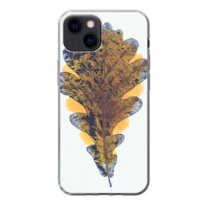 Produktbild von MuchoWow® Handyhülle Schutzhülle Hülle für iPhone 13 mini Aquarell - Orange - Eichenblatt Silikon Softcase Handy Hülle - Softcase