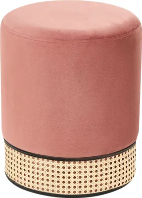 Zdjęcie produktu dla BELIANI Puf różowy welurowy w stylu glamour rattanowa plecionka dekoracyjna stołek do sypialni salonu