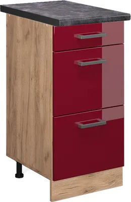 Produktbild von Küchenunterschrank Vicco R-Line Rot Hochglanz 40 cm mit Schubladen, AP Anthrazit, Model 46591