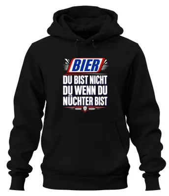Produktbild von Bier Du bist nicht du wenn du nüchter bist Saufen Lustig Hoodie Kapuzenpullover, Schwarz, XL