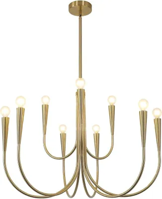 Immagine prodotto di Lampadario vintage dorato, lampada a sospensione per tavolo da pranzo, attacco E14, altezza regolabile