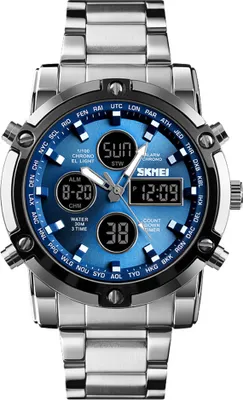 Produktbild von SKEMI 1389 Quarz Mann Uhr Einzigartige Mode Sport Laessige Marke Quarzuhr Doppelte Bewegung Edelstahlarmband Wasserdichte Armbanduhr Relogio Masculino