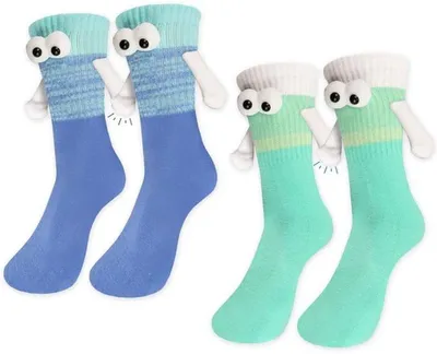 2 Paar Baumwoll-Hand-Hand-Socken - Lustige Magnetische Socken - Geschenke für Freunde - Jubiläen