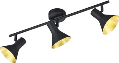 Produktbild von Deckenstrahler im Retro Look aus Metall in Schwarz/ Gold 3 Spots dreh+schwenkbar