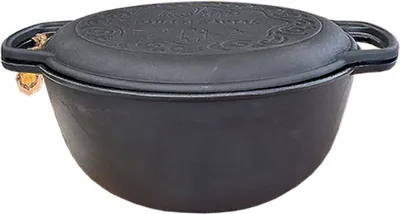 Produktbild von MAYSTERNYA Gusseiserner Dutch Oven - 5 Liter - Bratpfanne - Outdoor-Kochen - BBQ - Schmoren - Geschenk - PFAS-frei - Schwarz