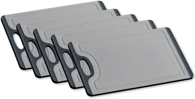 Immagine prodotto di Kesper – Tagliere, confezione da 5, materiale: plastica (PP/TPE), dimensioni: 29,5 x 19,5 x 0,75 cm, colore: grigio/nero – | 30883