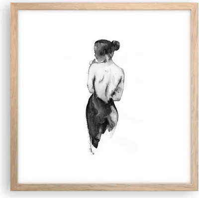 Produktbild von Gerahmtes Poster - Rahmen in heller Eiche - Aquarell Frau Nacktheit - 40x40 cm - Wand Bild - Wanddeko - Wandbilder - Kunstposter - Wandposter - Bilderrahmen - Bilder - Kunstdruck - P2NAC40x40-4721