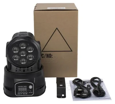 Obrázok produktu pre LED osvetlenie pre DJ – pohyblivá reflektorová lišta – 7x12W RGBW – ovládanie cez DMX – 84W – 100-240V – konektor pre Európu