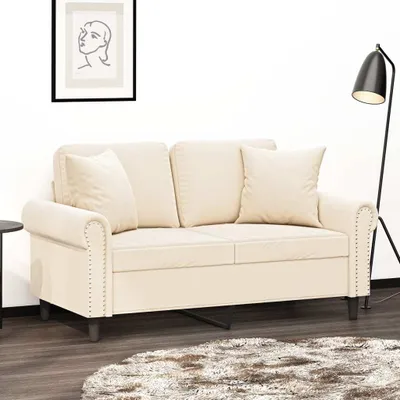 Image de The Living Store Coussins décoratifs 2 pcs. Crème 40x40 cm Velours