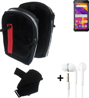 Produktbild von K-S-Trade Outdoor Gürteltasche Holster Umhängetasche + Kopfhörer kompatibel mit Blackview BV6600 Pro schwarz Handy Tasche Case travelbag