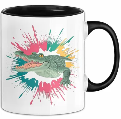 Produktbild von Krokodil Tier Tasse Geschenk Lustige Geschenkidee Spruch (Schwarz)