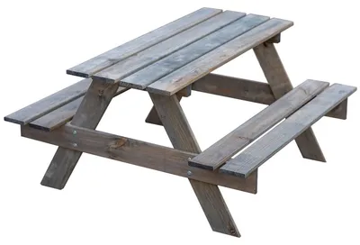 Produktbild von ITA Kindersitzgarnitur aus Holz Grau - Kinder Picknicktisch mit 2 Bänken - Kinder Sitzgruppe für Indoor & Outdoor - Qualität direkt vom Hersteller -  EU