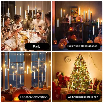 Produktbild von Schwebende Kerzen 12 Stück LED Flammenlos mit Fernbedienung Timer Halloween Deko