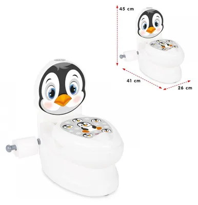 Produktbild von Pilsan Töpfchen Pinguin 07565 Musik Licht Toilettenpapierhalter Deckel Behälter weiß