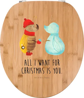 Produktbild von Mr. & Mrs. Panda Holz Klobrille Nachtfalter Schneemann - Transparent - Geschenk, Toilettendeckel, Weihnachtsgruß, Winterzeit, Schnee, Weihnachten, Klo-Deckel, WC Sitz