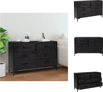 Image de vidaXL Sideboard Noir 110x35x70 cm Pin massif - Sideboards