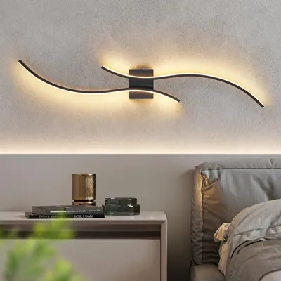 Produktbild von ZMH Wandlampe LED Wandleuchte Innen 14W Flurlampe 100CM Schwarz Treppenhauslampe Modern Welle Design 3000K Warmweiß Minimalistische Wandbeleuchtung für Schlafzimmer Wohnzimmer Flur  Treppenhaus Küche