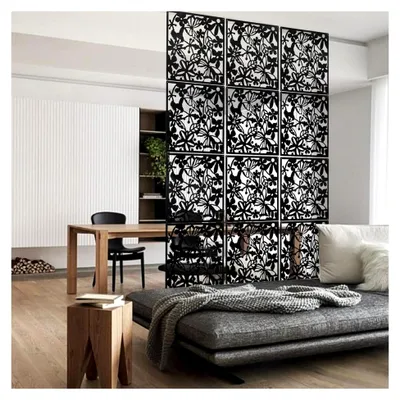 Produktbild von 12 Stück DIY Raumteiler Panel Bildschirm für Raum- und Hoteldekoration, quadratische Platten mit Schmetterlingsmuster, 40 x 40 cm