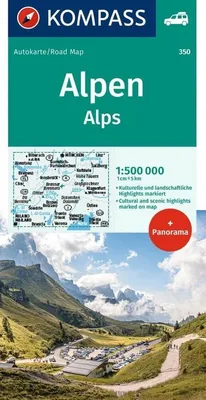Obrázek produktu pro KOMPASS Automapa KOMPASS Automapa a panoramatická mapa Alp 1:500 000
