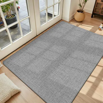 Produktbild von Fußmatte Innen 90 x 150 cm Grau Waschbar Rutschfest Schmutzfangmatte