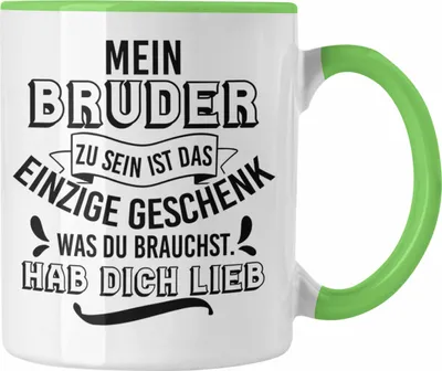 Produktbild von Trendation - Geschenk an Schwester Bruder Tasse Geschenkidee Geburtstag Lustiger Spruch Kaffeetasse (Grün)