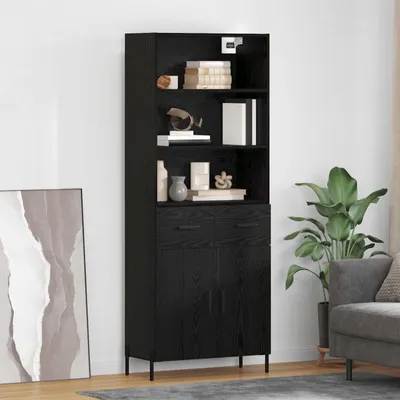 Produktbild von vidaXL Highboard Schwarz Eichen-Optik 69,5 x 34 x 180 cm Holzwerkstoff