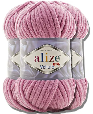 Produktbild von Alize 3x 100g Velluto dicke Wolle, Uni, Chenille, Häkeln, Stricken (Rose | 98)