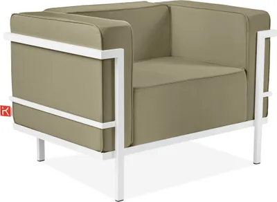 Produktbild von KONSIMO GARTENSESSEL Stahlgestell "TRIGLO" Weiß/Beige, Stahl/Polyester/Schaumstoff, Modern, 99x70x69 cm