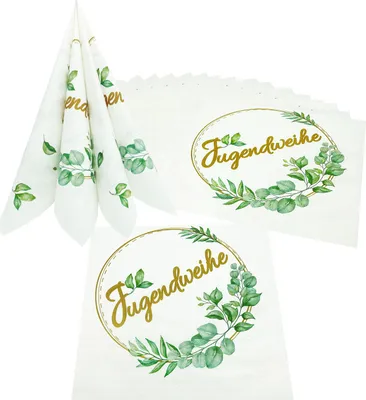 Produktbild von Oblique Unique 20 Servietten mit der Aufschrift Jugendweihe Deko für Jugendweihe Tischdeko Weiß