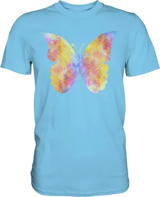 Produktbild von Farbenfroher Schmetterling T-Shirt – Sky Blue / L