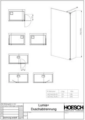 Produktbild von Hoesch 8629460.101414 DA Lumia+ Wand für DA Walk-In