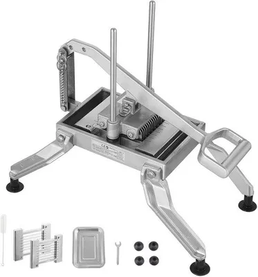 Produktbild von Handgeführte Gemüseschneidemaschine, 3/8 und 3/16 Zoll, für Tomaten, mit Anti-Rutsch-Fußsohlen, aus Edelstahl und Aluminiumlegierung