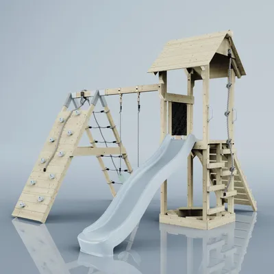 Produktbild von OutdoorToys Spielturm Trondheim aus Holz in Blau Kinderschaukel