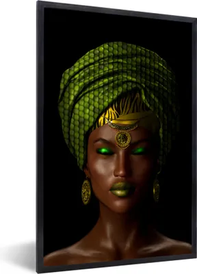 Produktbild von MuchoWow® MuchoWow® Gerahmtes Poster Frauen - Accessoires - Grün 40x60 cm - Poster mit zchwarzem Bilderrahmen - Papierdruck - Wandbilder