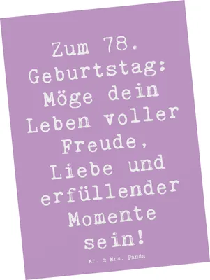 Produktbild von Mr. & Mrs. Panda Postkarte Spruch 78. Geburtstag Freude Liebe - Lavendeltraum - Geschenk, Glückwunsch, Postkarten, besondere Geschenke, Fotokarte, Grußkarte, feiern
