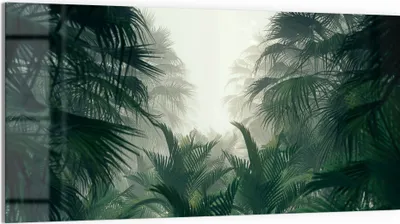 Produktbild von DEQORI Glasbild Echtglas 100x50 cm 'Nebelwaldgeheimnis' Wandbild Bild modern Deko