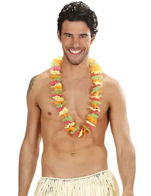 Image de Collier hawaïen fleurs multicolores néon