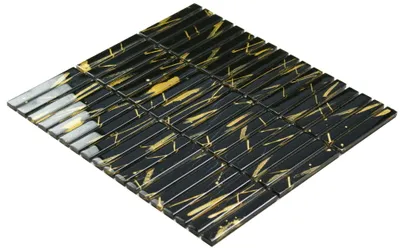 Immagine prodotto di Piastrella mosaico nera “Aliseda Marble”, mosaico in vetro nero per cucina e bagno