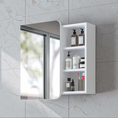 Imagen del producto de Skye Decor, armario de baño de alta calidad con espejo, blanco, 70 cm, 100% melamina | Juego de 3 piezas