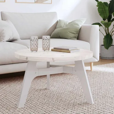 Produktbild von vidaXL Tischplatte Rund Weiß Ø70x3 cm Massivholz Kiefer