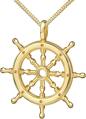 Produktbild von Vergoldeter Steuerrad-Anhänger Maritim 925 Silber vergoldet Schiffsruder für Damen und Herren mit Kette